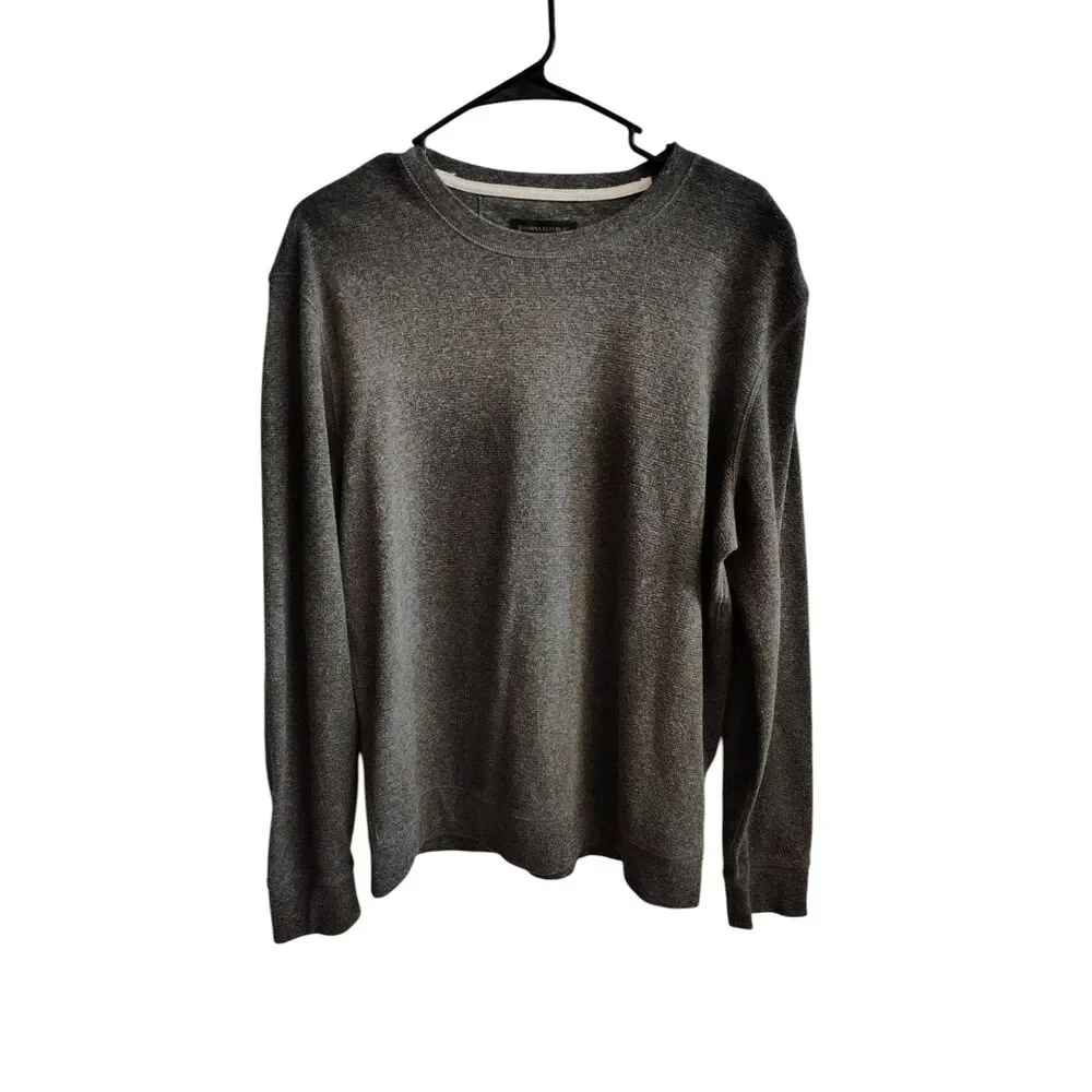 Banana Republic Men's Heather Grey Cotton Blend Crewneck Long Sleeve Top | Size